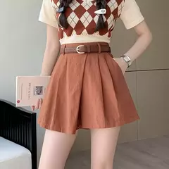 Shorts femininos casuais de cintura alta linha A saias, calças femininas soltas irregulares e chiques, moda verão, novo, 2024
