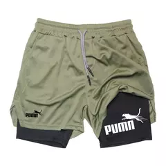 Imagem do Calções de compressão de dupla camada respirável masculino, elásticos, de secagem rápida, multi-funcional, 2 em 1, verão, M-3XL