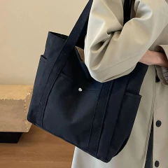 Bolsa de ombro monocromática para mulheres, sacolas grandes, bolsos múltiplos, bolsa de trabalho, bege e preta - Wolf Magazine