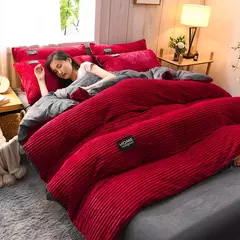 Imagem do Grossa Monocromática Velvet Duvet Cover, Warm Bedding Set, Double Soft Quilt Cover, Twin Queen e Rei Consolador, Inverno, 220*240