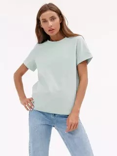 Bornladies-Camiseta solta de manga curta feminina, tops sólidos básicos, camisas de assentamento elegantes, 100% algodão, 230g/?, verão na internet