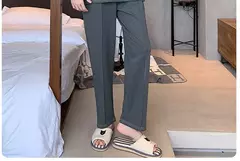 Imagem do Pijama masculino com gola em o listrado, pijamas de algodão penteado, lounges plus size, outono e inverno, maduro na moda, novo, L a 6XL, 2020