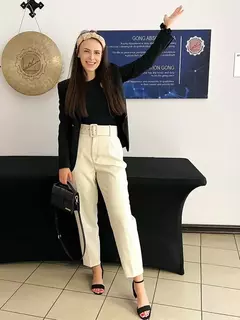 TRAF-Calças de escritório femininas de cintura alta, calças cortadas, roupa formal, roupas profissionais, outono - Wolf Magazine