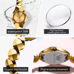 OLEVS Relógio Quartz para Mulheres, Espelho Rhombic, Relógio de Pulso Feminino Impermeável, Tungsten Steel Strap, Luxo, Original, 7007 - comprar online