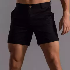 Calções de verão monocromáticos masculinos, calça de botão, bolso, solto, casual, esportivo, corrida, perna reta, calça de rua de praia - Wolf Magazine