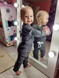 Conjunto de roupas para bebê recém-nascido menino e menina, feito de algodão, com nervuras, manga longa, bodysuit e calça, cor sólida - Wolf Magazine