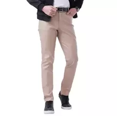Calças finas de couro PU para homens, calças novas, vermelho, azul, preto, cinza, branco, 2023 - loja online