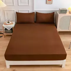 Kuup-Poliéster Equipado lençol e fronhas, monocromático, elástico, em torno da tampa do colchão, cama queen size, 3pcs - loja online