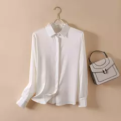Camisa de seda pesada de luxo feminina, manga comprida, 93% seda amoreira, estilo senhora do escritório, viajante, primavera, verão na internet