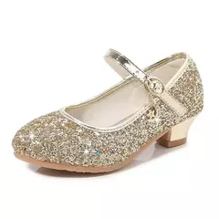 Sapato de salto alto de cristal infantil, sandálias de cristal, fivela, princesa sapato de dança, desempenho estudantil, couro, meninas, moda
