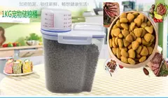 Balde de armazenamento de plástico para comida de cachorro e gato, 1.5kg/2kg, com copo de medição, recipiente selado à prova de umidade, acessórios para animais de estimação - loja online