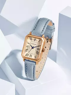 Relógios casuais com mostrador digital para mulheres, pulseira de couro quadrada relógio elegante relógio de pulso de quartzo presente retrô