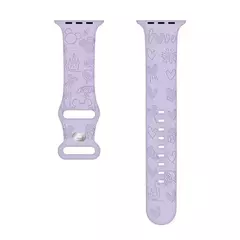 Pulseira de Silicone para Apple Watch, Mickey, Disney, Faixa Floral Gravada, Cute iWatch Series 9, 8, 7, 6, 5, 4, 3, 2, SE, 41mm, 40 milímetros, 38 milímetros - loja online