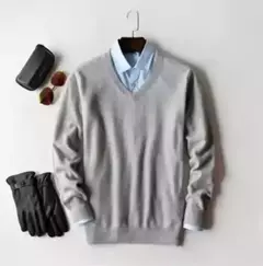 Pulôver de caxemira masculino, suéter clássico de algodão quente, camisa para outono e inverno, 2022 - loja online