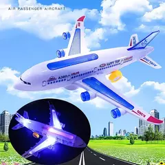 Brinquedo eletrônico do avião com música, piloto automático Flash Sound Aircraft, avião de rotação automática, presente educativo para crianças