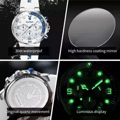 PLAYBOY-Relógios de pulso quartzo impermeável masculino, relógios esportivos, pulseira de silicone, relógio de luxo, marca top, 2022 na internet