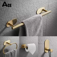 Barra De Toalha De Banho 304 Toalheiros De Aço Inoxidável Toalha Anel Toalha Suporte Do Papel Higiênico Escovado Ouro Banheiro Hardware Acessórios Set