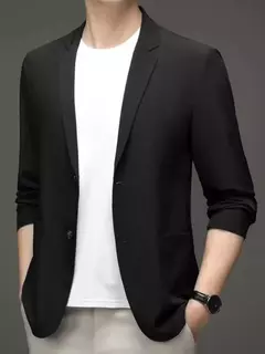 Casaco de peito único masculino, blazer masculino grande, casaco preto, tamanho grande e grande, simples e casual, roupas de primavera e verão, novidade em 2021 na internet