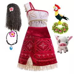 Meninas novo filme moana 2 vestido festa de halloween aventura traje menina princesa roupas extravagantes crianças vaiana pet porco outfit