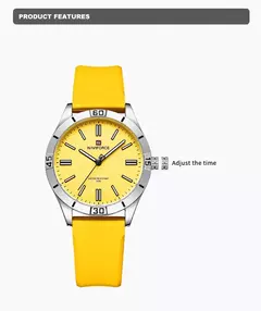 Naviforce relógio de pulso feminino simples, pulseira de silicone impermeável, novo design, moda, para senhoras, 2024