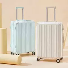 Imagem do Mala de alumínio do curso do quadro, portador de bagagem, caixa do trole, cabine de transporte, 20 "24" 28";;VERDADEIRO;;"A09White suitcase,28 Inch