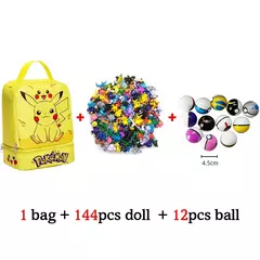 144 estilo pokemon figura com saco de armazenamento monstro elf bola conjunto brinquedo pikachu anime ação mini pequeno pokeball presente aniversário da criança - comprar online
