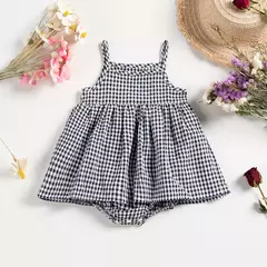 Macacão xadrez sem mangas para bebês, macacão recém-nascido, roupa de uma peça infantil, verão - Wolf Magazine