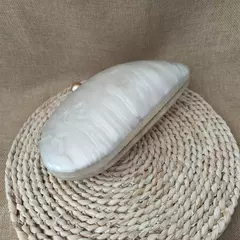 Imagem do Oval Irregular Pérola Acrílico Box Evening Bag, Senhoras Designer De Luxo Bolsas, Festa De Casamento, Handmade Bolsas, Branco, Novo