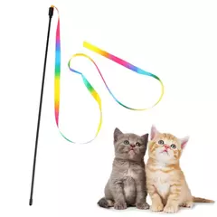 Gato de estimação brinquedos bonito engraçado arco-íris tiras vara gato teaser varinha brinquedos para gatos brinquedos interativos suprimentos para gatos produtos para animais de estimação na internet