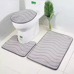 Imagem do Jogo antiderrapante da esteira do banho do banheiro, Tapete De Cobblestone, Tapetes de chuveiro absorventes, Tampa do vaso sanitário, 2Pcs Set, 3 Pcs
