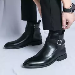 Botas altas de luxo masculinas, botas marrons de motocicleta, moda plataforma, botas masculinas, sapatos de couro casuais, alta qualidade