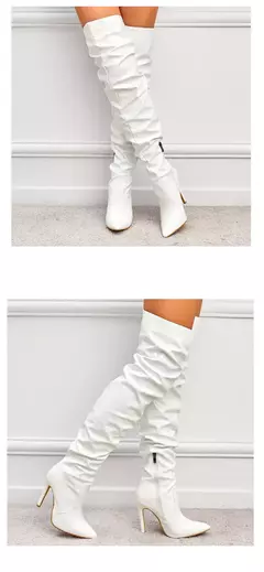 Eilyken-Patent Leather Apontado Toe Salto Alto para Mulheres, Botas Vermelhas Sobre o Joelho, Sapatos de Zíper Lateral, Stiletto Sólido, Calçado Feminino - Wolf Magazine