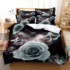 Rosas vermelhas conjunto capa de edredão rainha tamanho rei completa 3d conjuntos cama flor fronha colcha roupa única cama dupla 220x240 200x200 na internet
