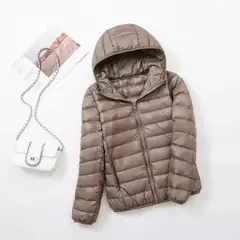 Casaco fino leve com capuz de pato para mulheres, casaco curto fino, streetwear quente, branco, plus size, casacos, outono, inverno, 2023 - comprar online