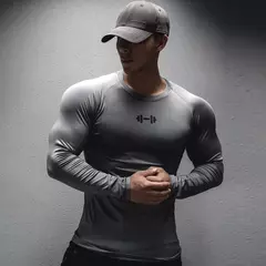 Camiseta de manga comprida seca rápida masculina, tops esportivos musculares, corrida de lazer, nova para primavera e outono