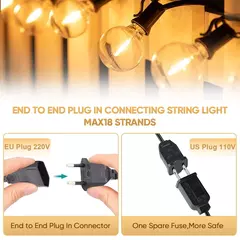 Guirlanda de luzes inquebrável g40, 220v 110v, led, luz de corda e12, à prova d'água, conectável, guirlanda de ano novo, decoração de natal - comprar online