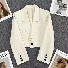 Xpqbb-Blazers femininos pretos cortados, jaqueta com colarinho entalhado, casaco que combina com tudo, chique coreano, terno de botão único, tendência, novo, 2024 - comprar online