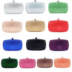 Bolsa noite strass para mulheres, bolsas de casamento, corrente de cristal, ouro, prata, pedras da noite, marrom, verde, pedras azuis