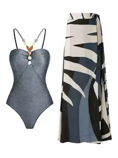 Body feminino sexy com saia longa, biquínis de duas peças, roupa de praia, conjunto de banho de verão, maiô feminino, 2022