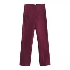Willshela-Calça reta de cintura alta feminina, calça de zíper frontal, comprimento total, moda feminina chique, vintage na internet