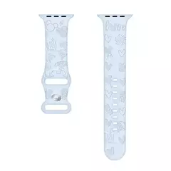 Pulseira de Silicone para Apple Watch, Mickey, Disney, Faixa Floral Gravada, Cute iWatch Series 9, 8, 7, 6, 5, 4, 3, 2, SE, 41mm, 40 milímetros, 38 milímetros