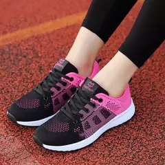 Sapatos de corrida leves e respiráveis para mulheres, calçados esportivos antiderrapantes, ao ar livre, macios, com cordões, moda, tênis - loja online