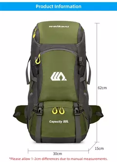 Mochila de viagem impermeável para homens, grande bolsa de caminhada, mochila turística, esportes ao ar livre escalada montanhismo, saco de bagagem 50L - Wolf Magazine