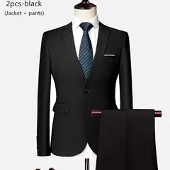 Terno de casamento fino com três peças para homens, conjuntos monocromáticos de negócios e escritório, blazer grande, calça e colete, moda luxo