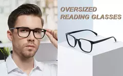 Óculos de leitura quadrados grandes para homens, anti luz azul, óculos acabados, óculos de computador presbiopia, leitor masculino - loja online