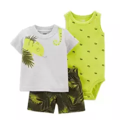 Imagem do Conjunto de roupas de algodão do bebê recém-nascido, dinossauro bonito dos desenhos animados, manga curta, shorts, macacão, roupas infantis, 6-24m, verão