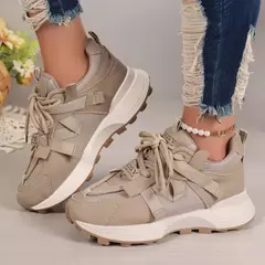 Imagem do Novas mulheres tênis de malha respirável plataforma tênis feminino casual rendas até ao ar livre sapatos femininos baixo topo zapatos de mujer