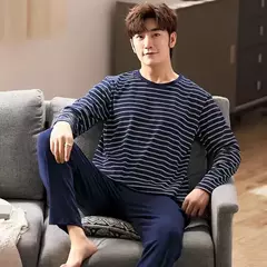 Conjunto de pijama de manga comprida masculino, macio, casual Homewear, primavera, outono, sono, descanso, casa, festa, novo, 2 peças - Wolf Magazine