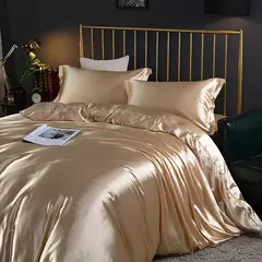 Conjunto De Cama De Luxo Com Capa De Edredão, 100% Seda, Duplo King e Queen Size, Conjuntos De Roupa De Cama, Kit De Capa De Cama, 4PCs - Wolf Magazine