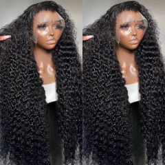 Imagem do Onda de água cabelo humano perucas frontais do laço reay para usar sem cola 13x4 hd transparente kinky encaracolado perucas dianteiras do laço para mulher natural